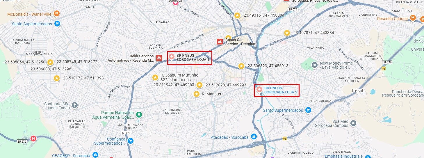 BR Pneus Sorocaba - Localização